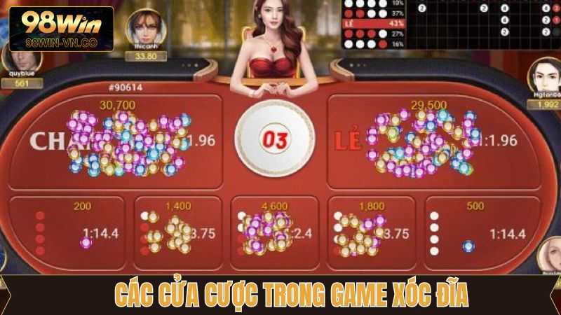 Xóc đĩa cùng các cửa cược chính trong game